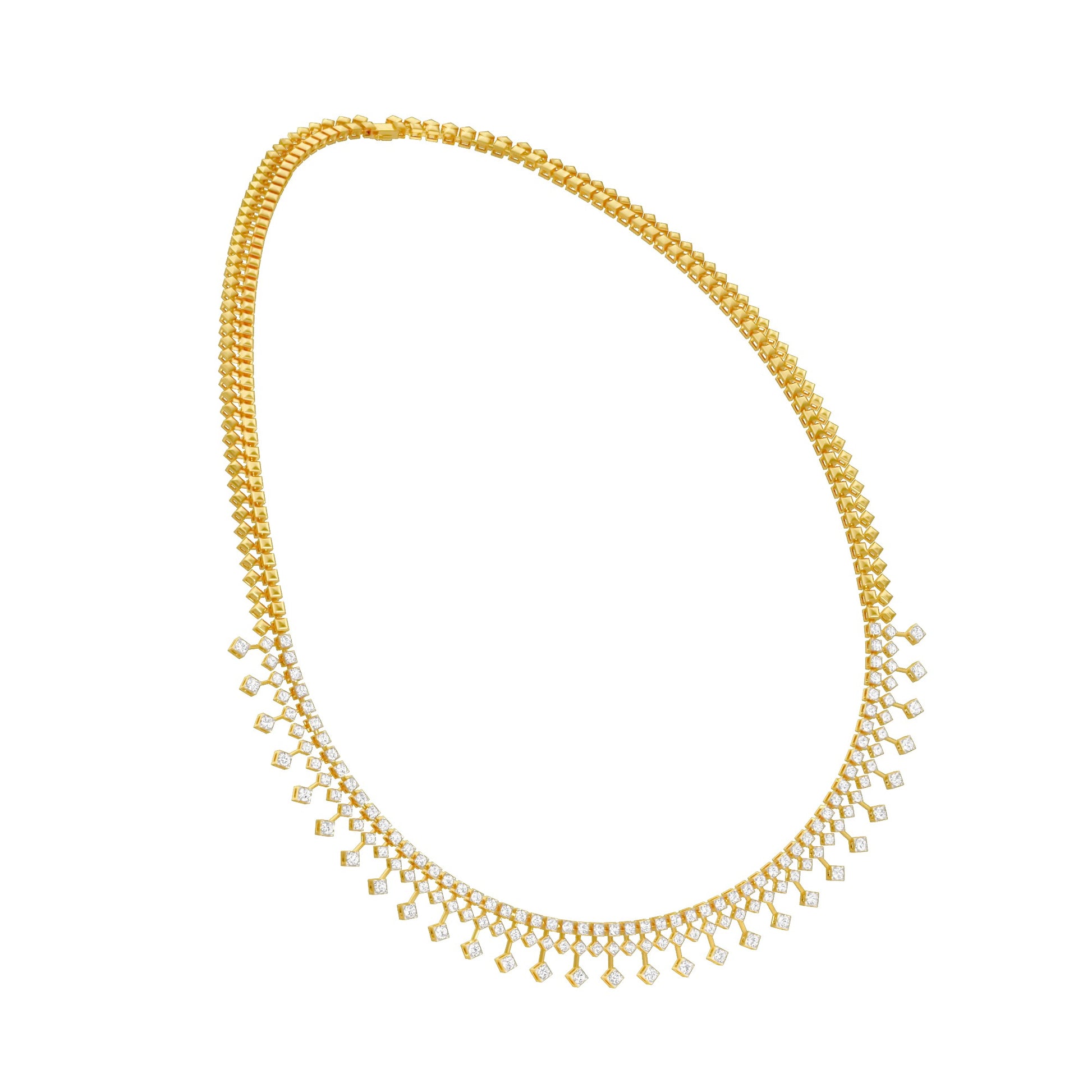 Edged In Shimmer Diamond Necklace 18 KT / Yellow Gold