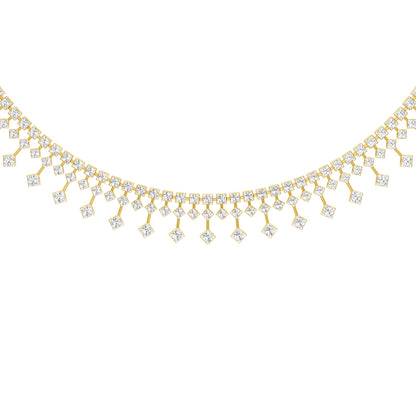 Edged In Shimmer Diamond Necklace 18 KT / Yellow Gold