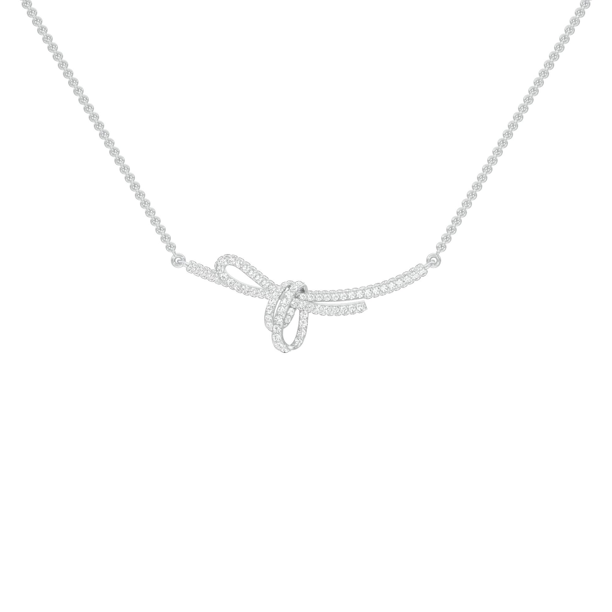 Infinity Bow Diamond Necklace 18 KT / White Gold