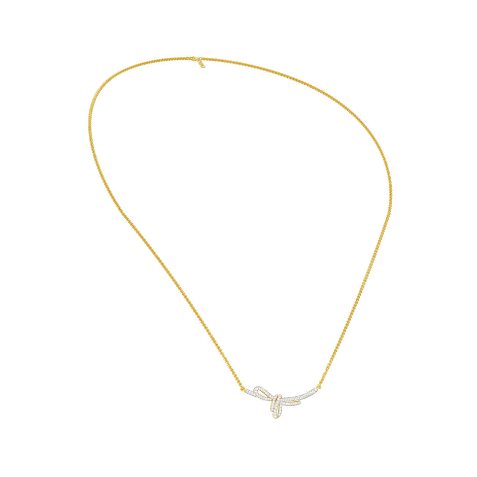 Infinity Bow Diamond Necklace 18 KT / Yellow Gold