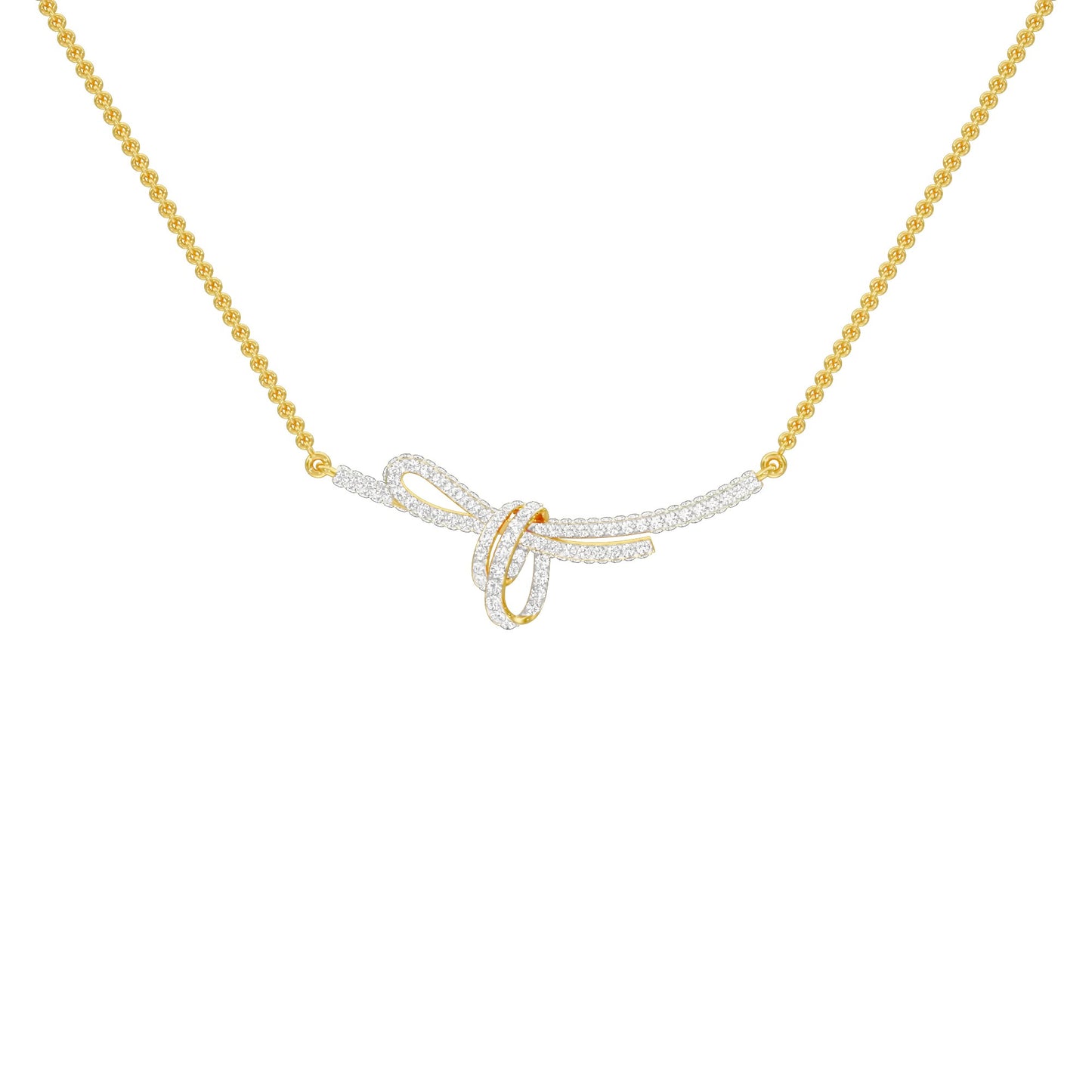 Infinity Bow Diamond Necklace 18 KT / Yellow Gold