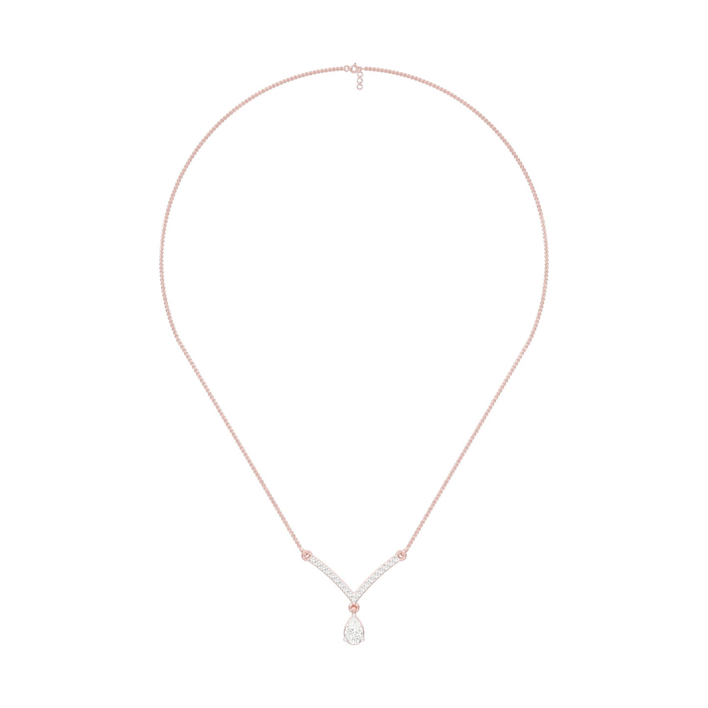 V Shaped Pear Diamond Necklace 18 KT / Rose Gold