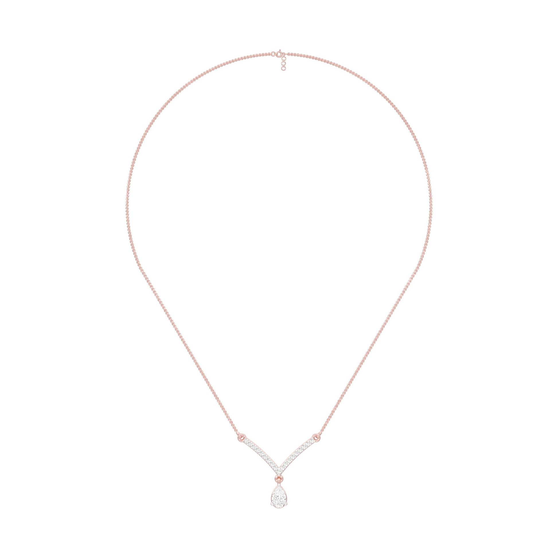 V Shaped Pear Diamond Necklace 18 KT / Rose Gold