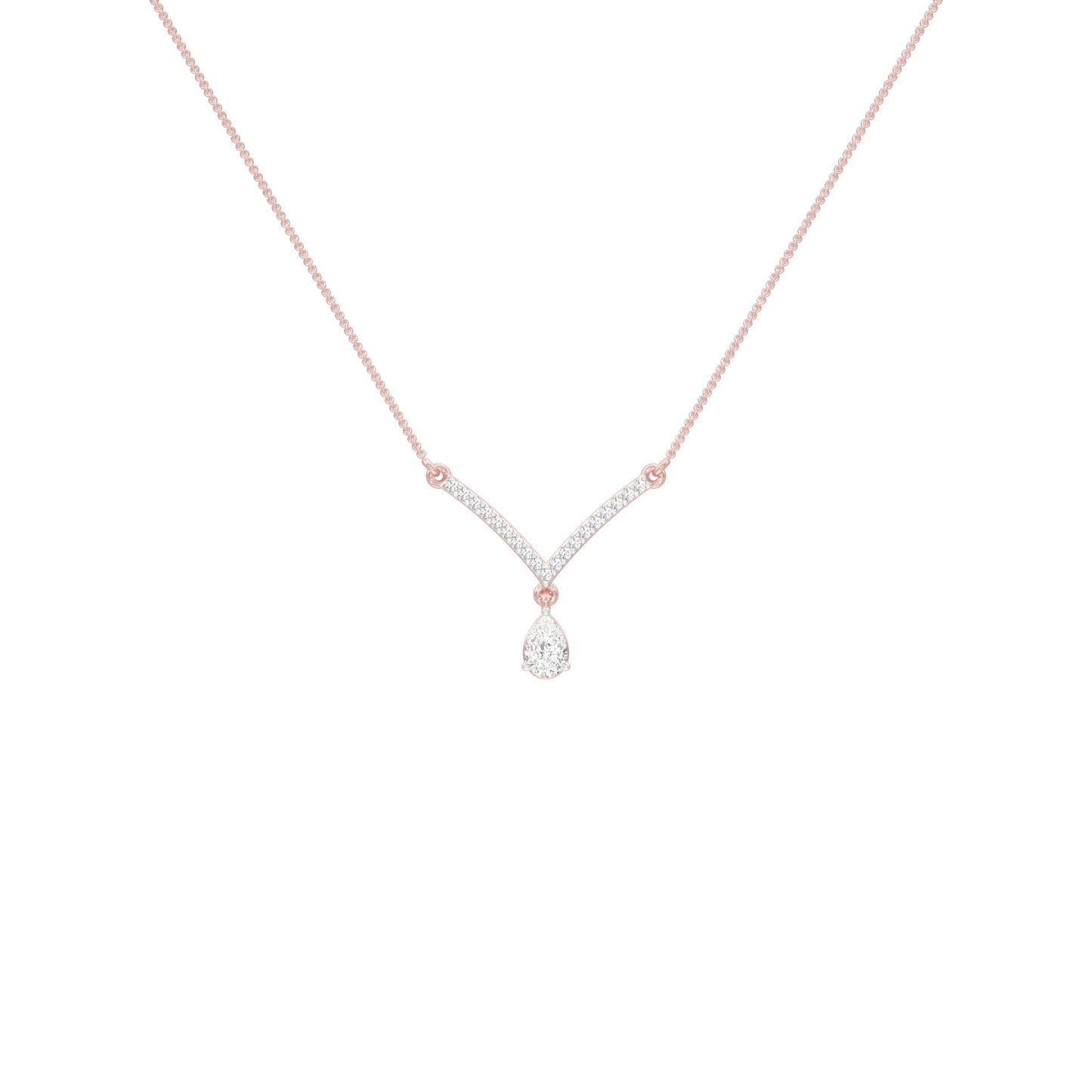 V Shaped Pear Diamond Necklace 18 KT / Rose Gold