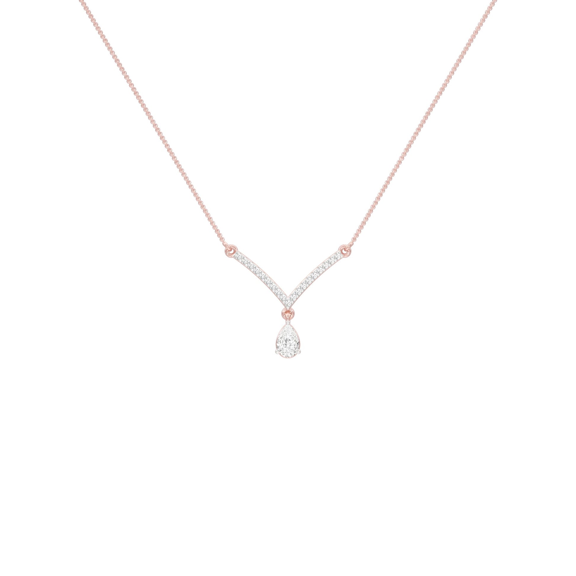 V Shaped Pear Diamond Necklace 18 KT / Rose Gold