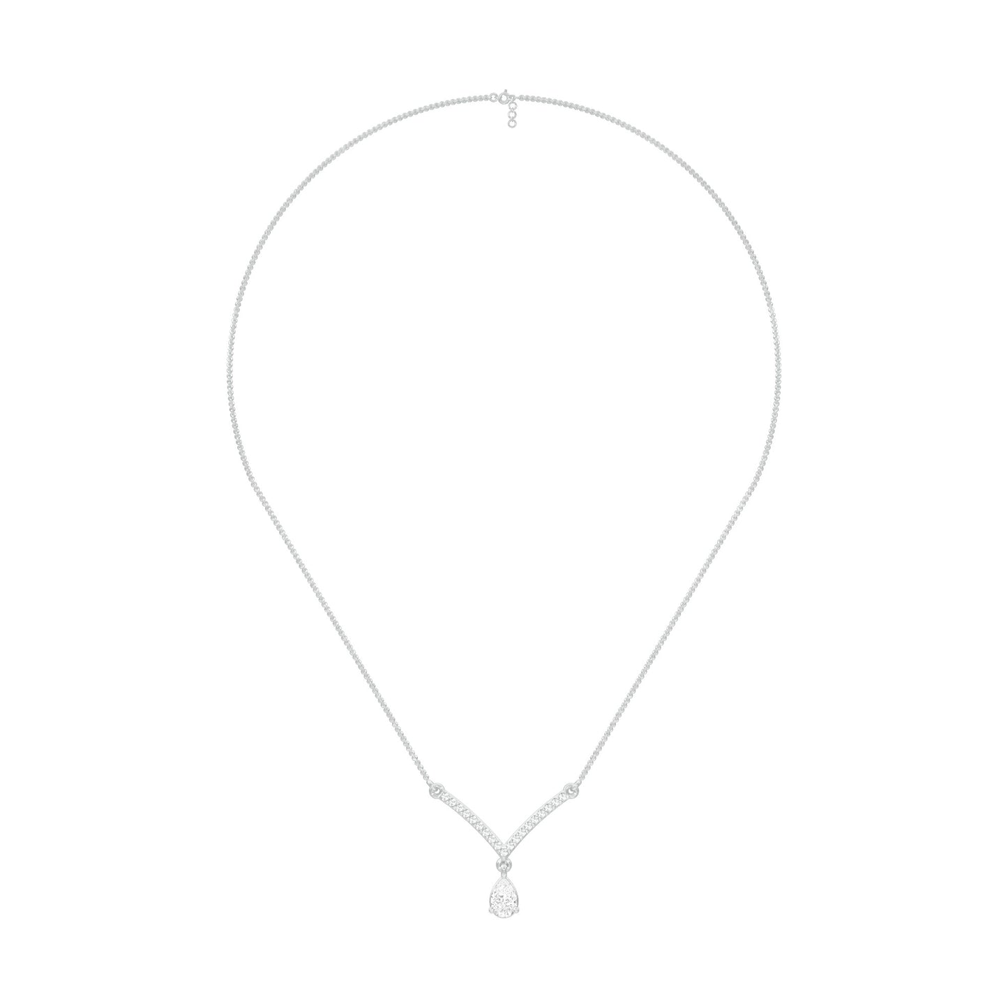 V Shaped Pear Diamond Necklace 18 KT / White Gold