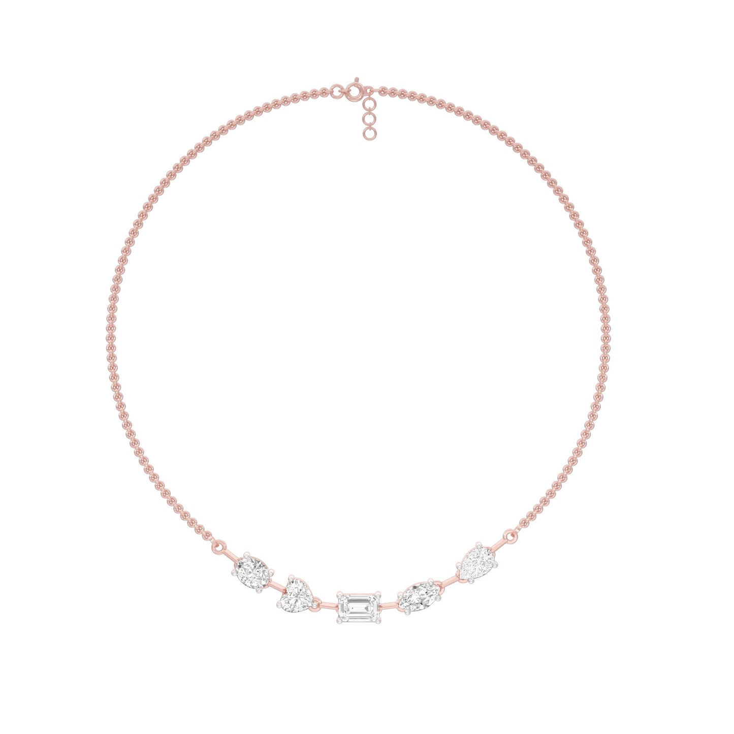 Asymmetrical Facets Diamond Necklace 18 KT / Rose Gold