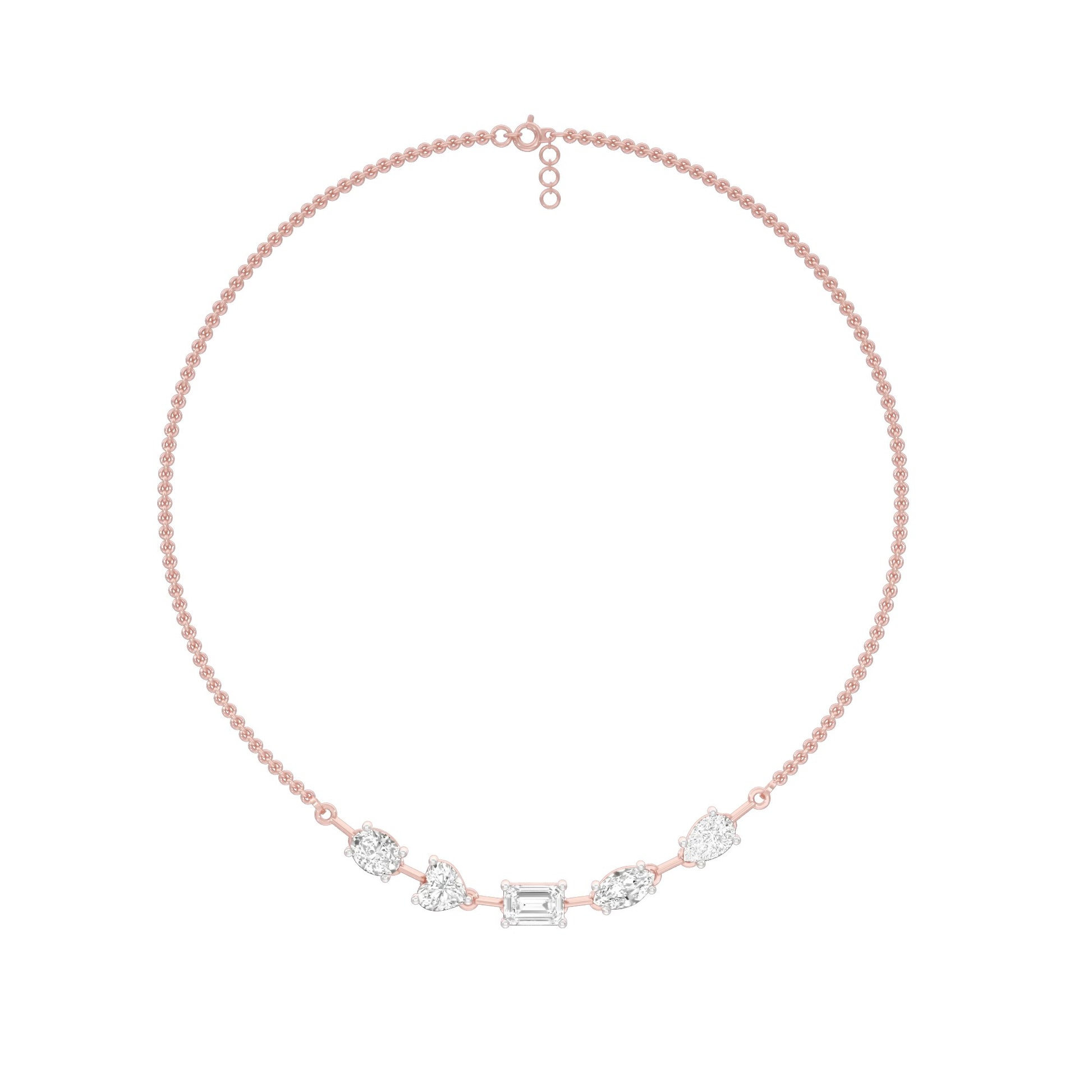 Asymmetrical Facets Diamond Necklace 18 KT / Rose Gold