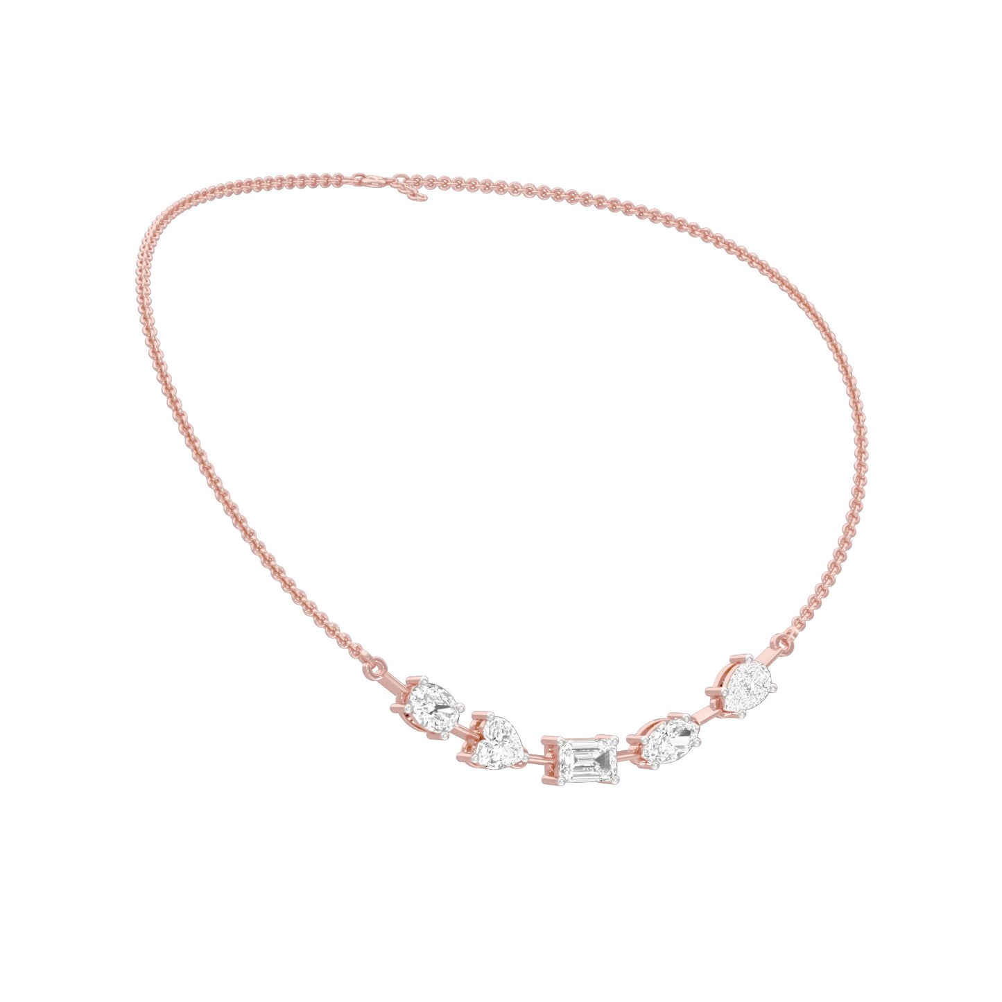 Asymmetrical Facets Diamond Necklace 18 KT / Rose Gold