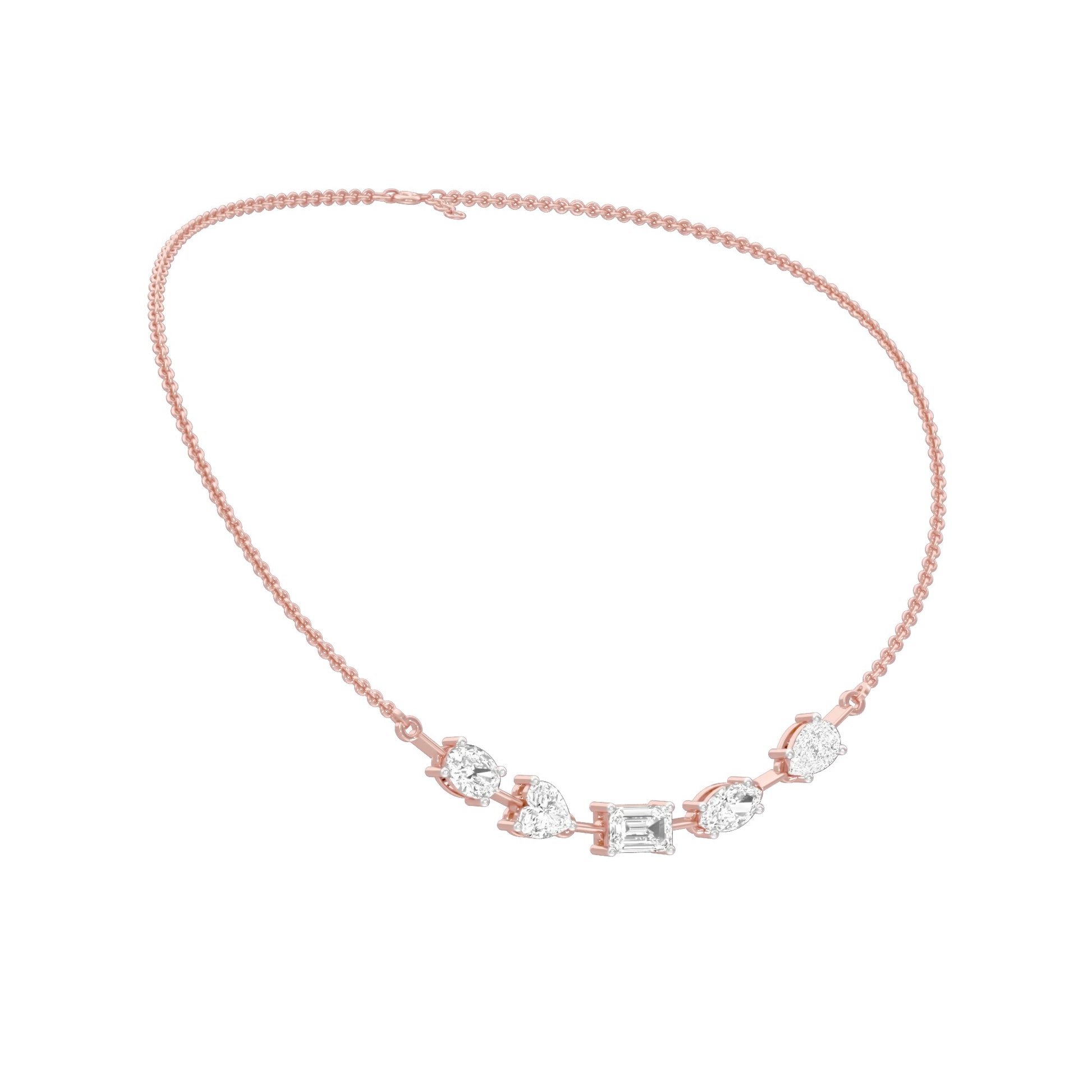 Asymmetrical Facets Diamond Necklace 18 KT / Rose Gold