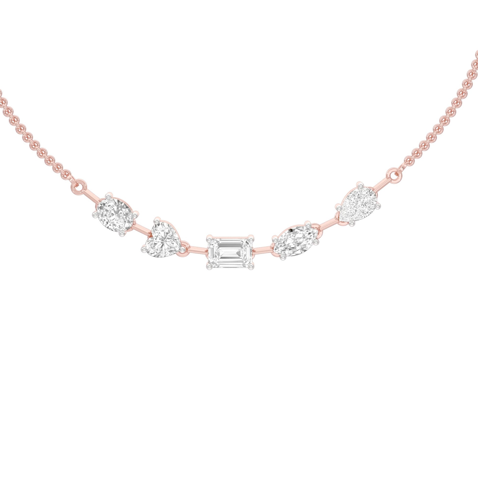 Asymmetrical Facets Diamond Necklace 18 KT / Rose Gold