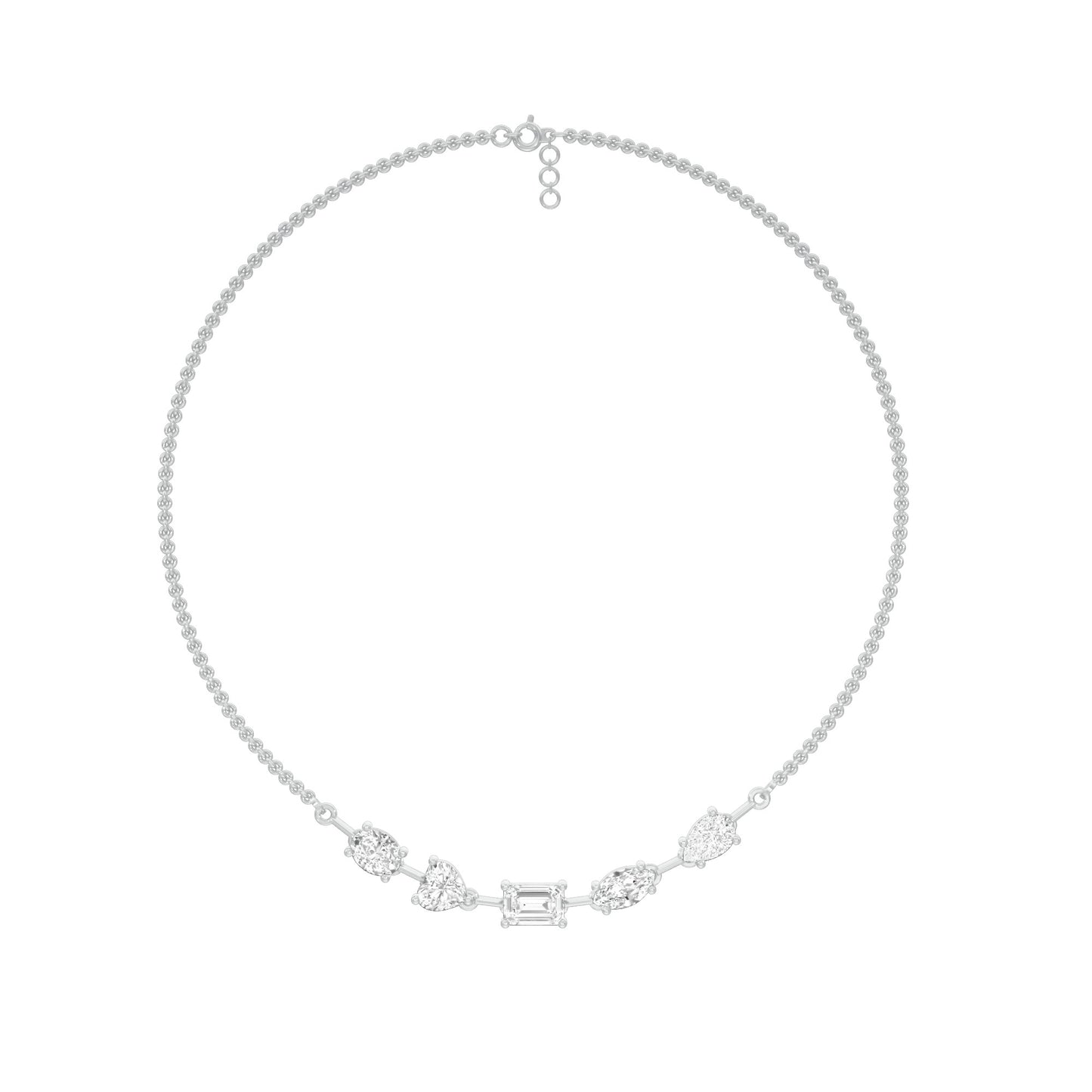 Asymmetrical Facets Diamond Necklace 18 KT / White Gold