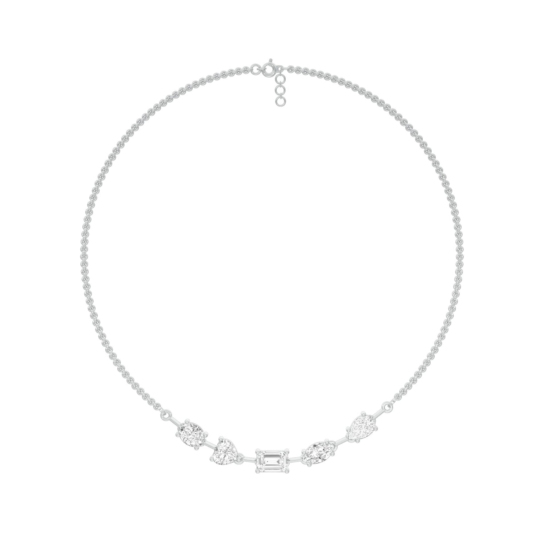 Asymmetrical Facets Diamond Necklace 18 KT / White Gold