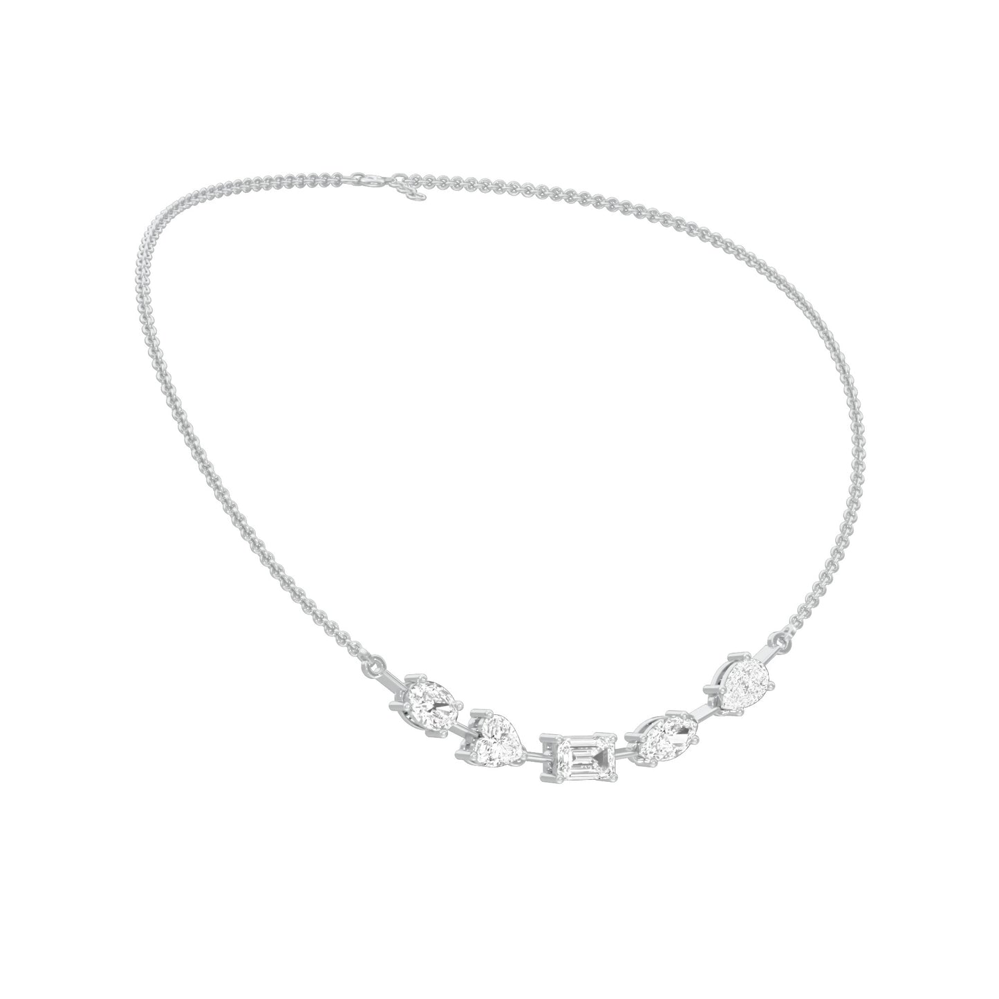 Asymmetrical Facets Diamond Necklace 18 KT / White Gold