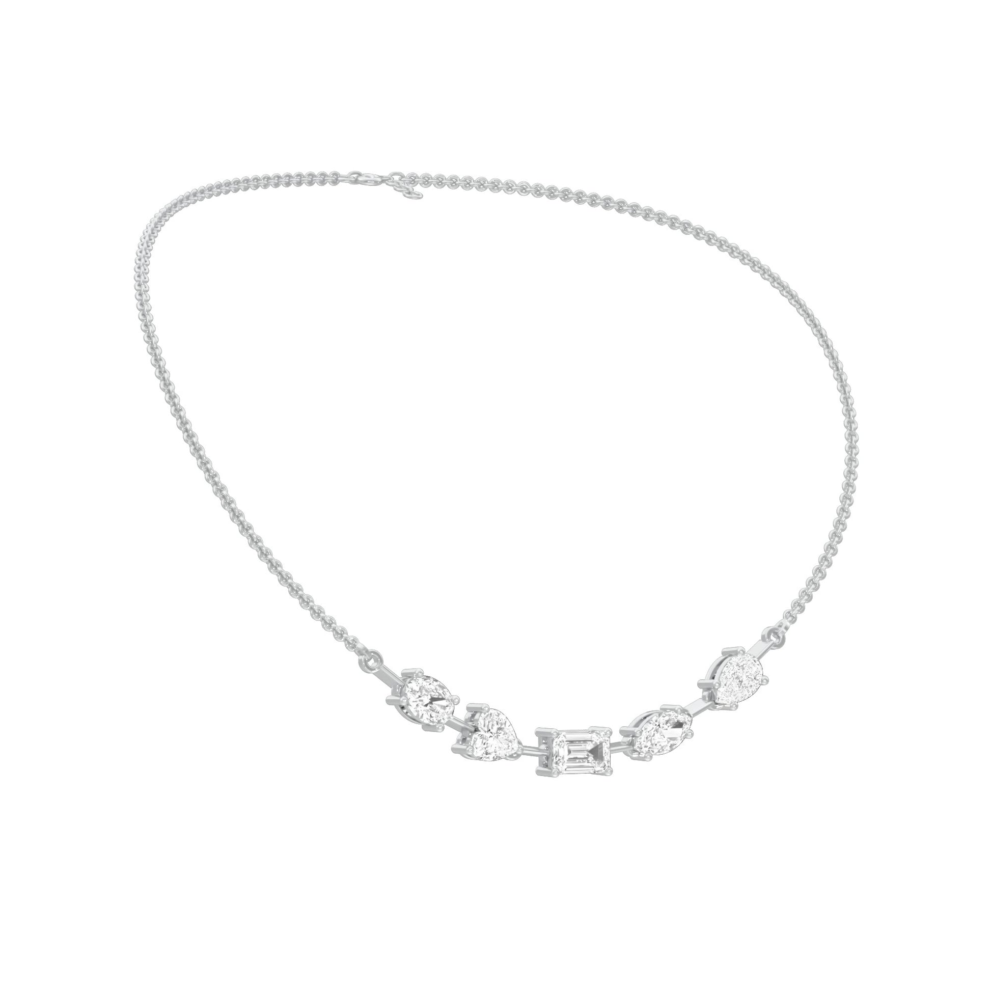 Asymmetrical Facets Diamond Necklace 18 KT / White Gold