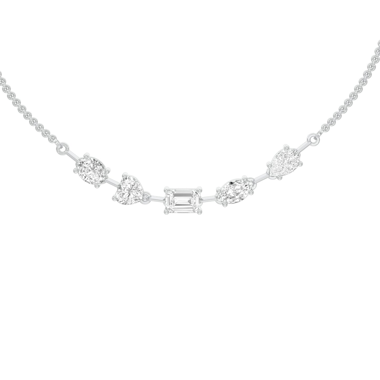 Asymmetrical Facets Diamond Necklace 18 KT / White Gold