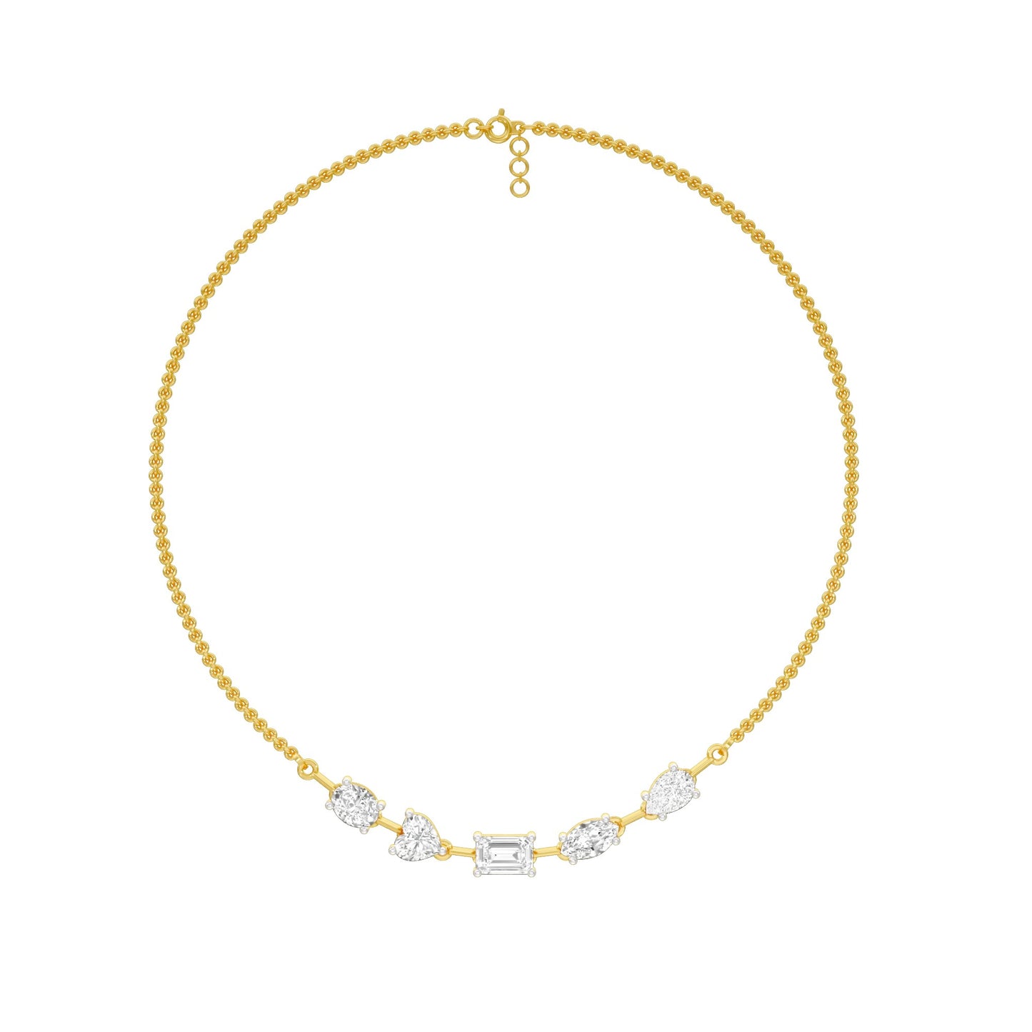 Asymmetrical Facets Diamond Necklace 18 KT / Yellow Gold
