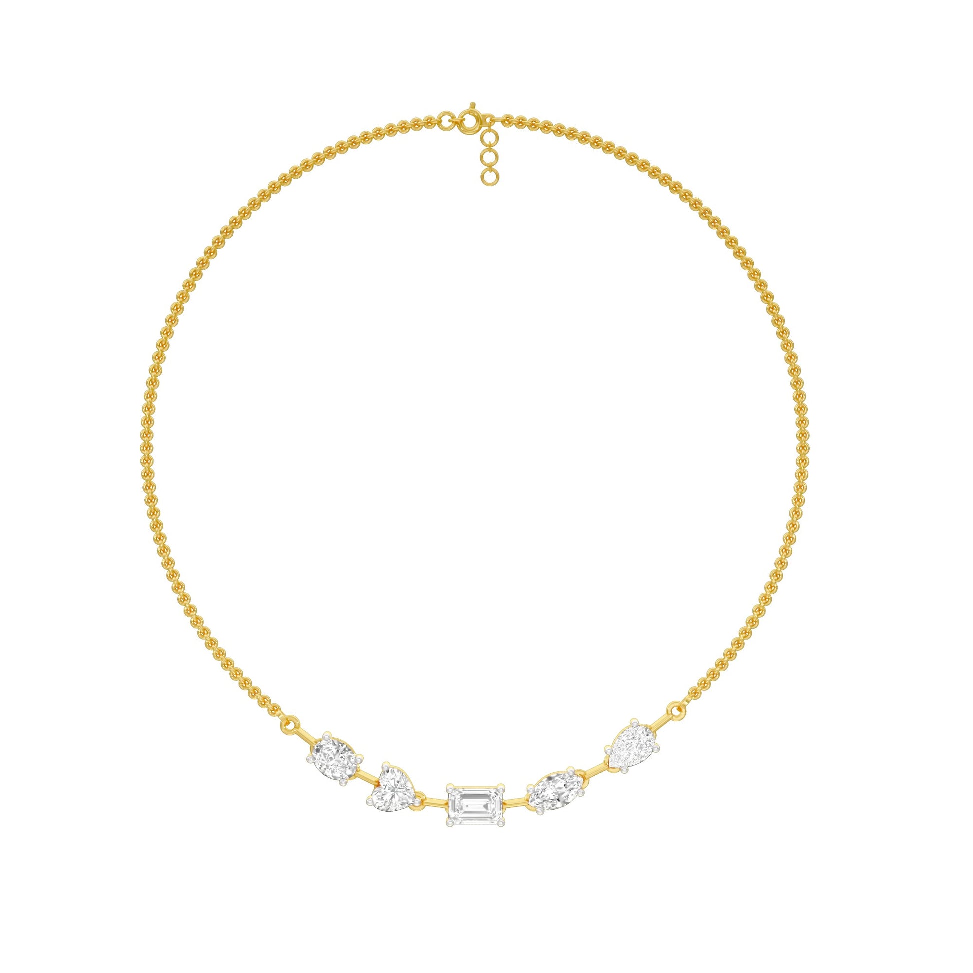 Asymmetrical Facets Diamond Necklace 18 KT / Yellow Gold