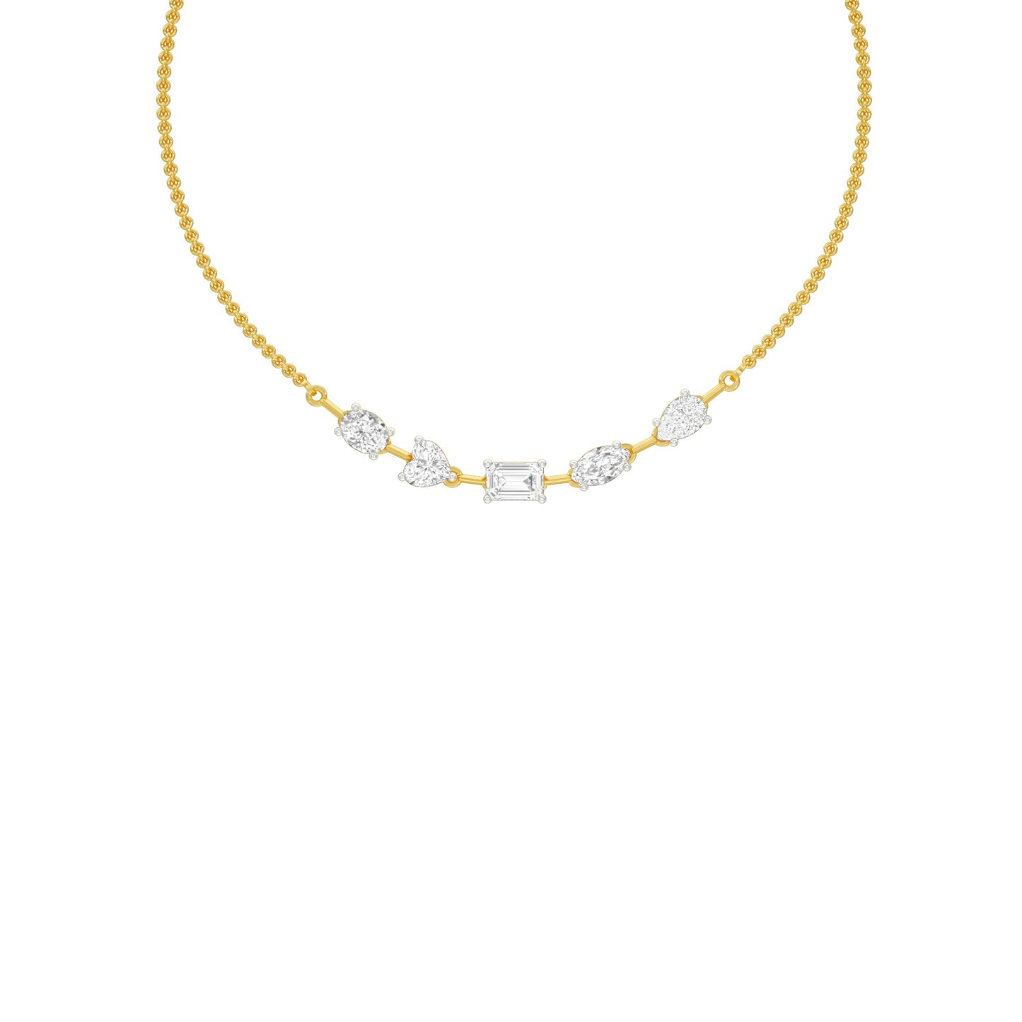 Asymmetrical Facets Diamond Necklace