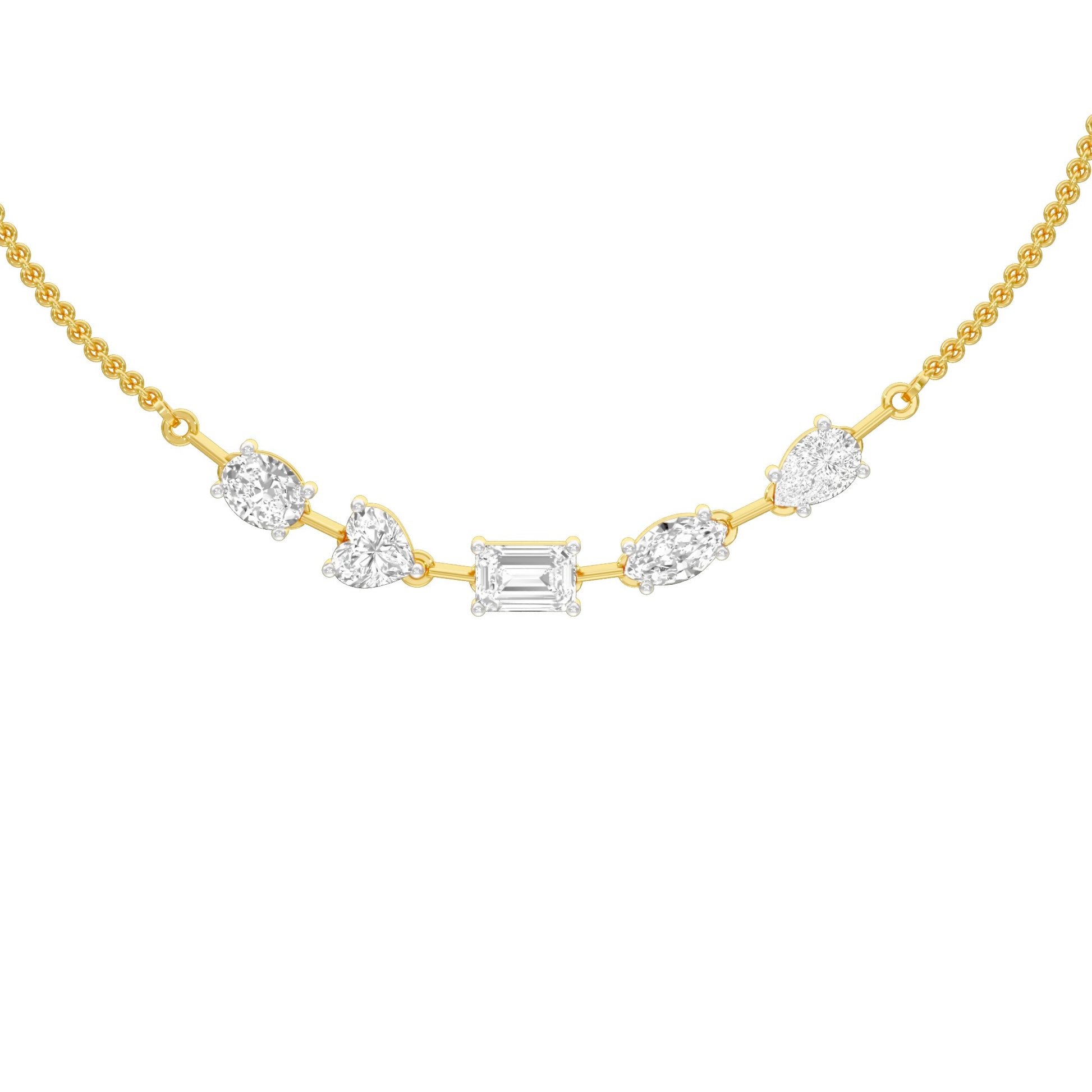 Asymmetrical Facets Diamond Necklace 18 KT / Yellow Gold