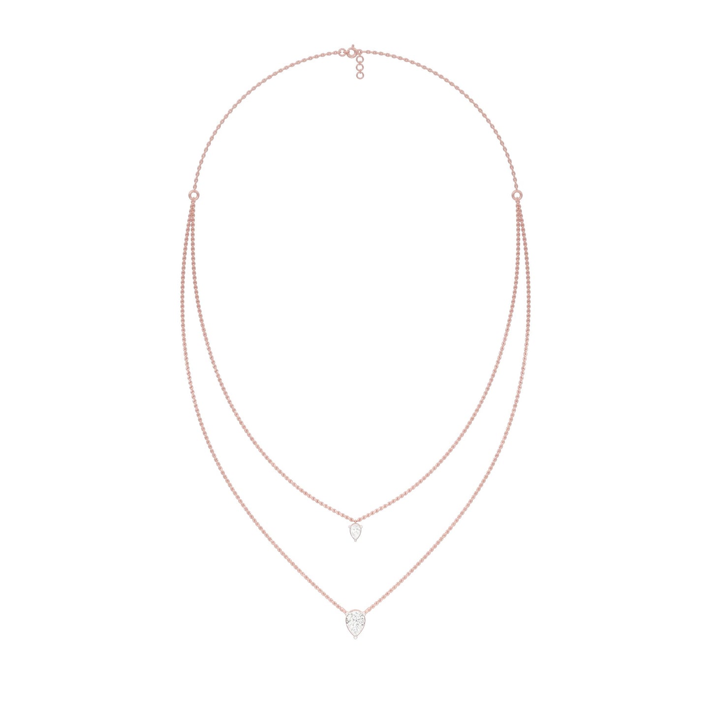 Two Hearts One Forever Diamond Necklace 18 KT / Rose Gold