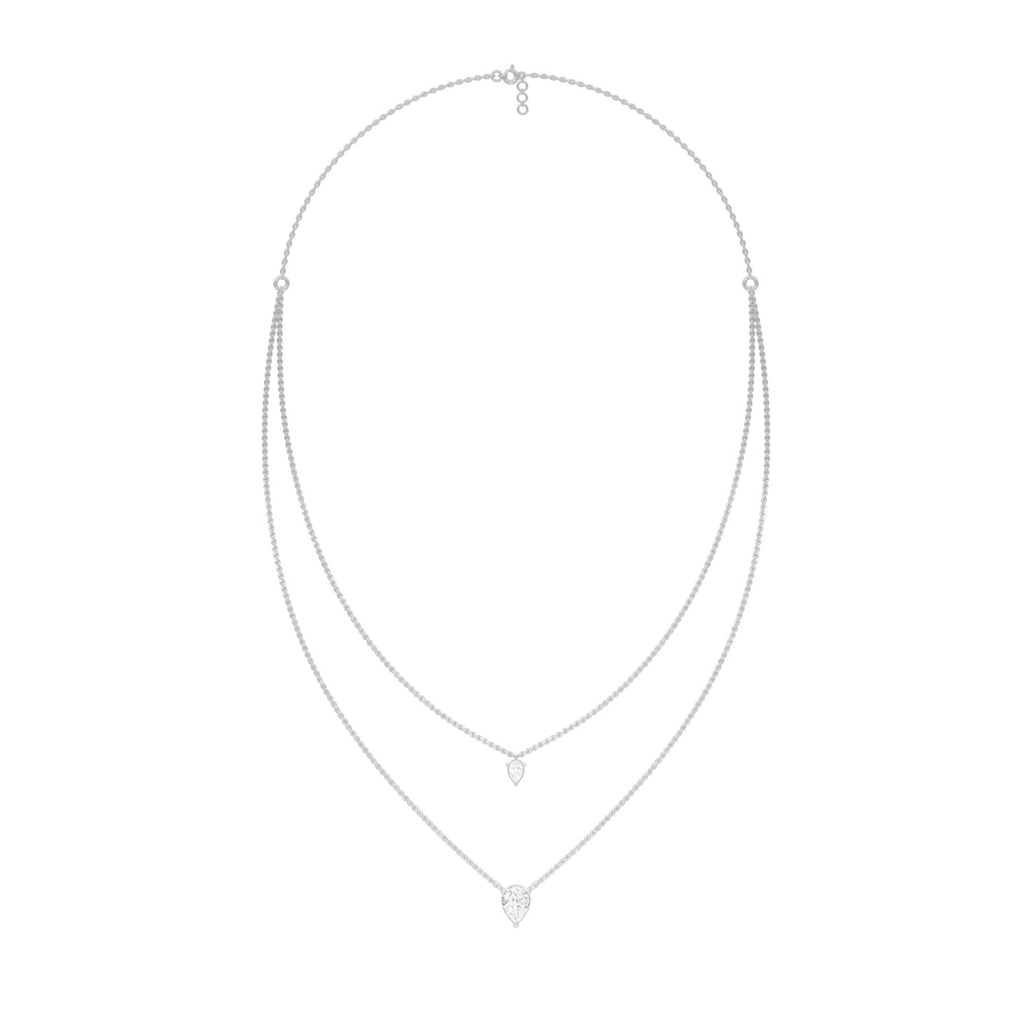 Two Hearts One Forever Diamond Necklace 18 KT / White Gold