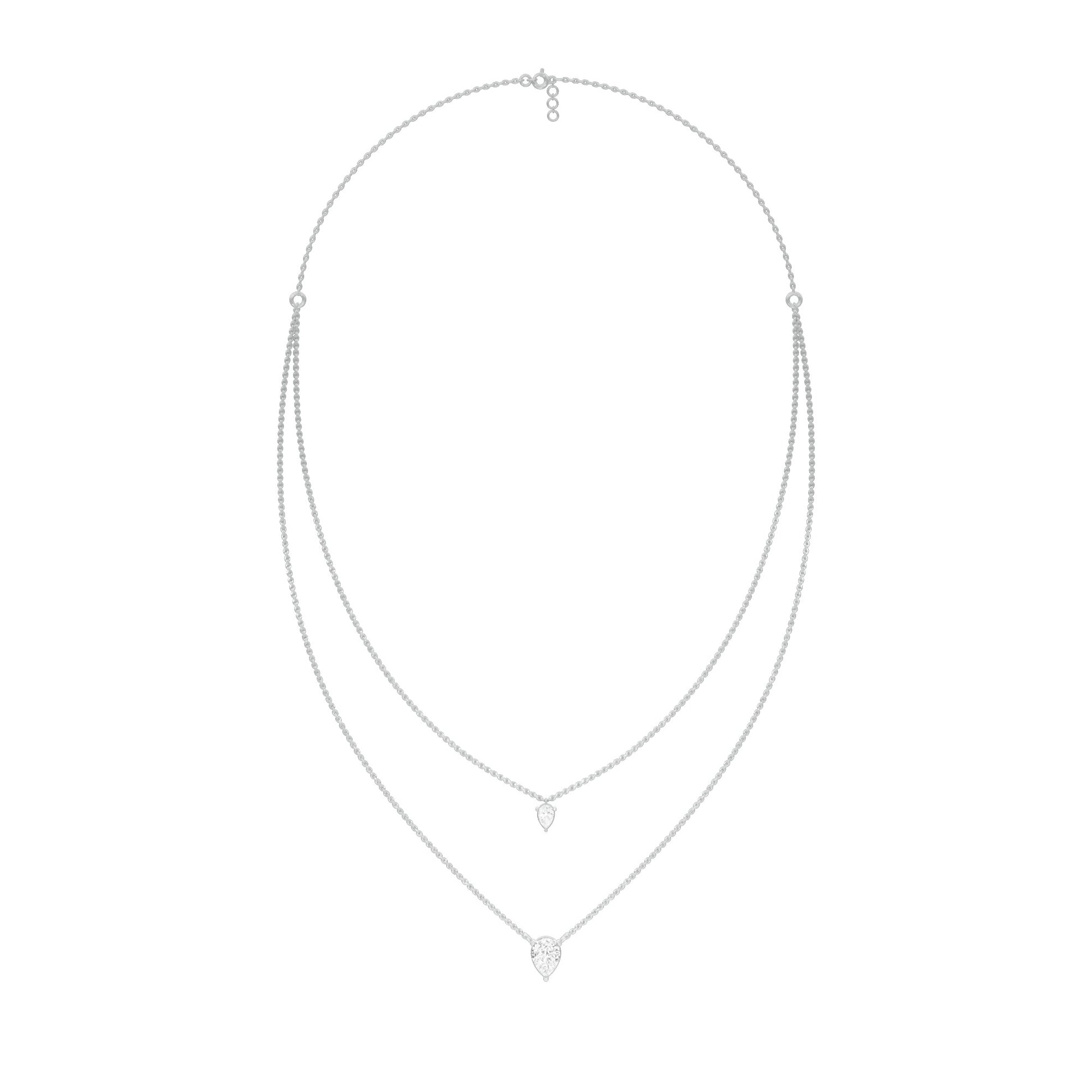 Two Hearts One Forever Diamond Necklace 18 KT / White Gold