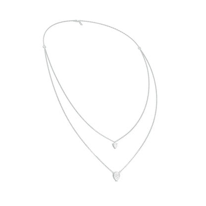 Two Hearts One Forever Diamond Necklace 18 KT / White Gold