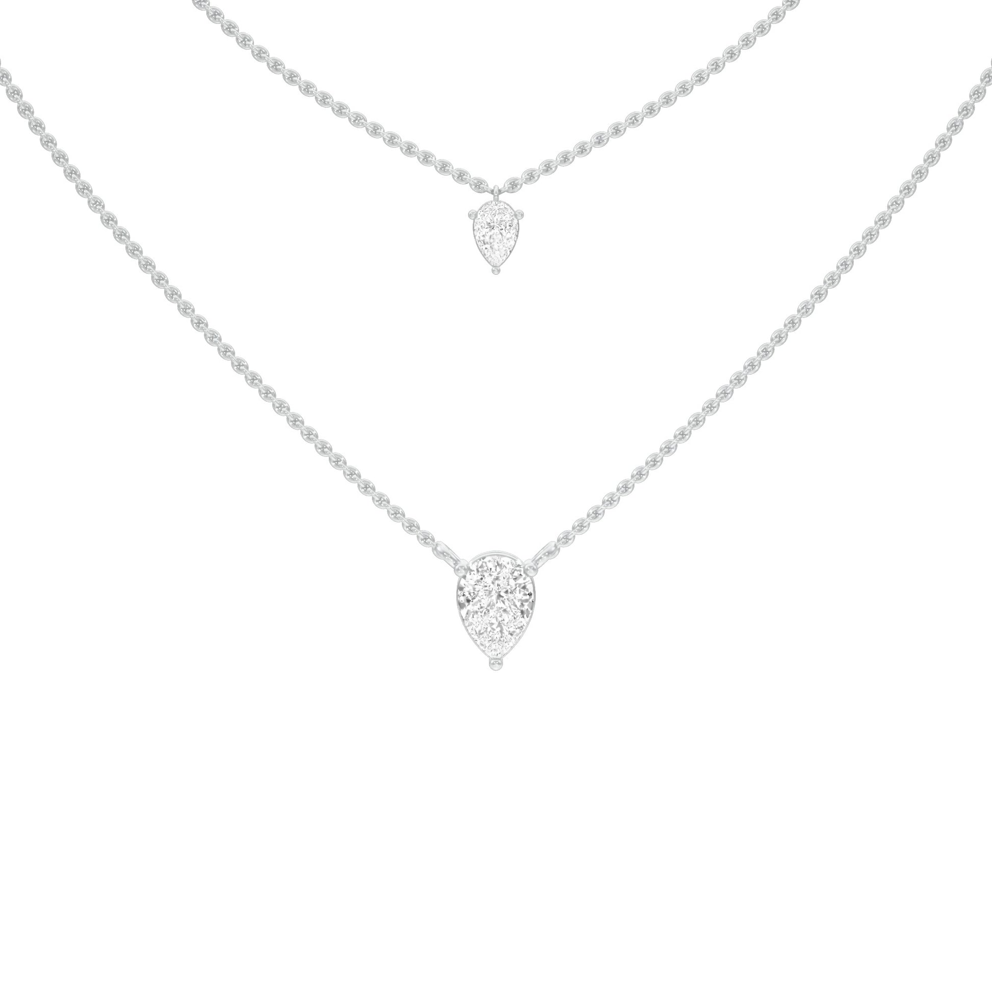 Two Hearts One Forever Diamond Necklace 18 KT / White Gold