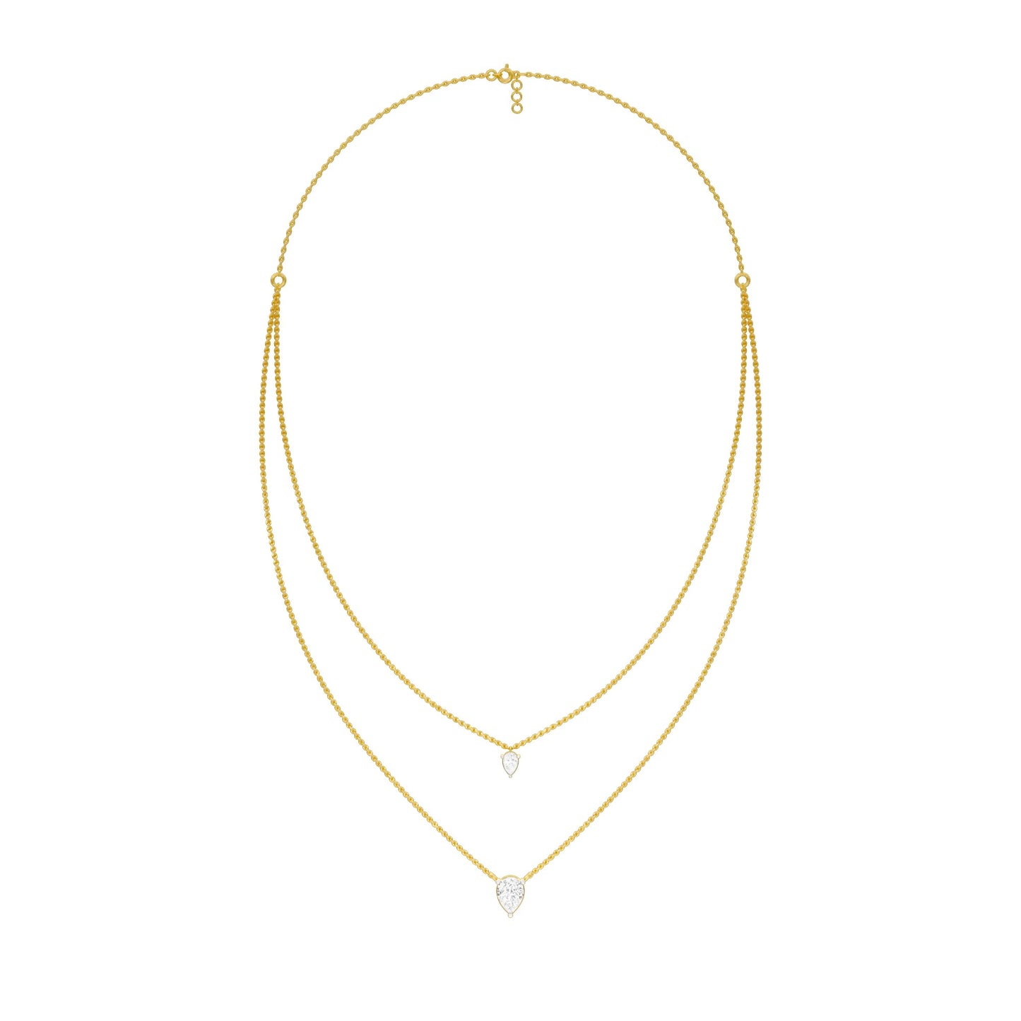 Two Hearts One Forever Diamond Necklace 18 KT / Yellow Gold