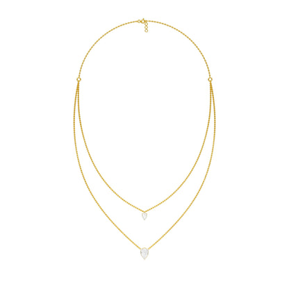 Two Hearts One Forever Diamond Necklace 18 KT / Yellow Gold