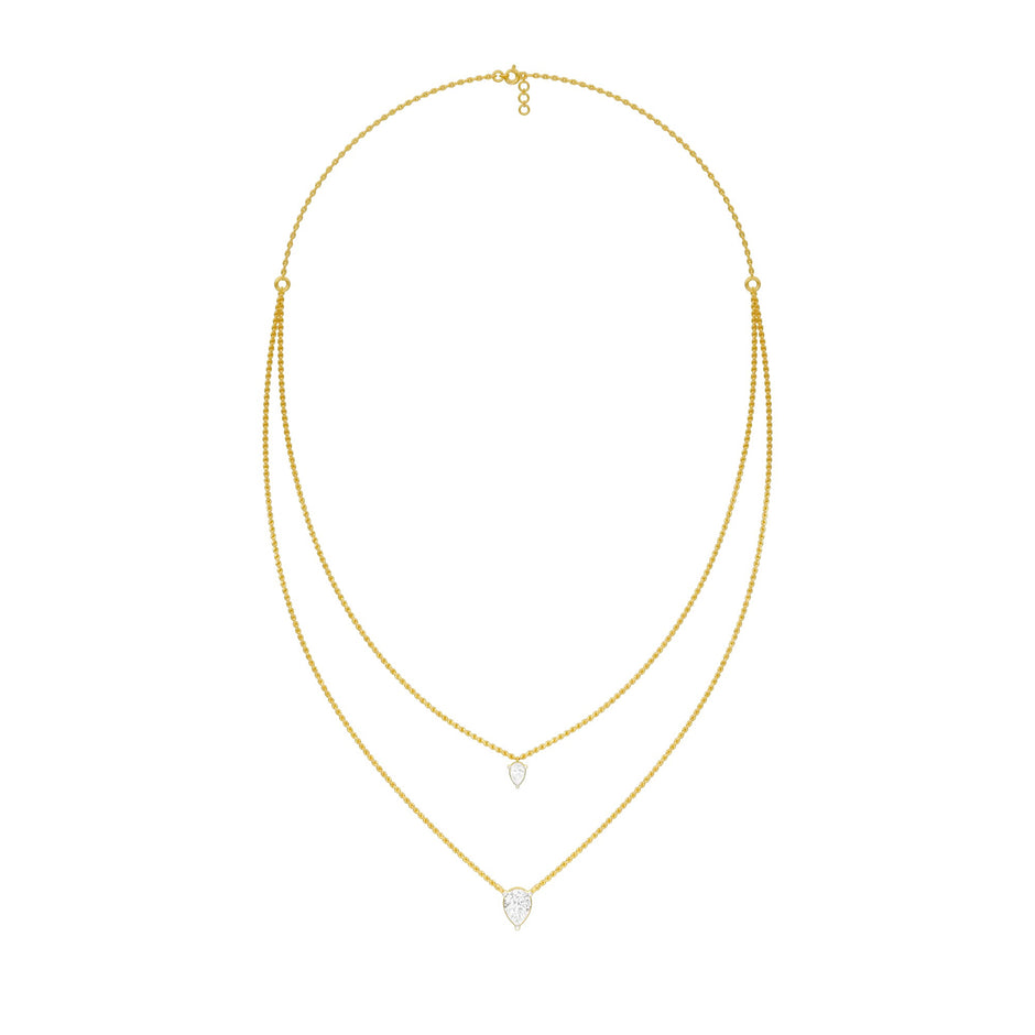 Two Hearts One Forever Diamond Necklace 18 KT / Yellow Gold