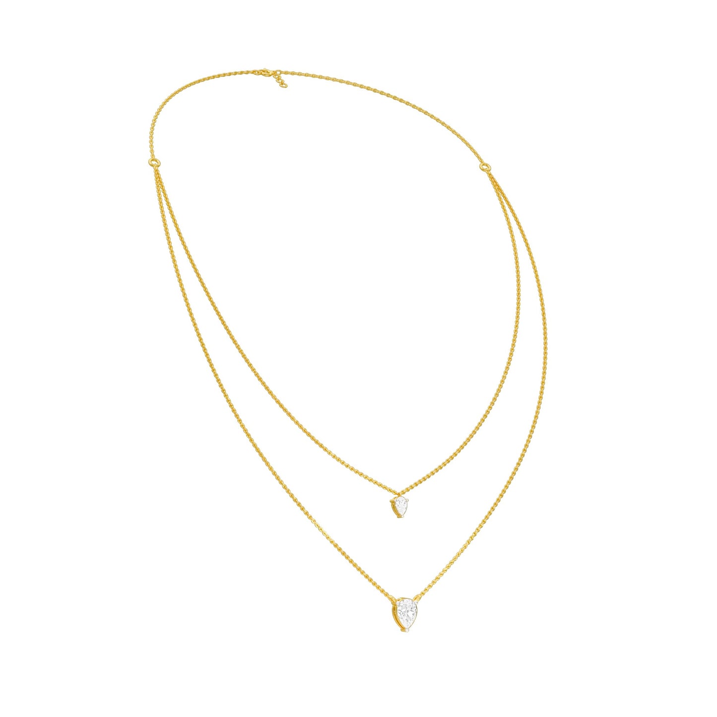 Two Hearts One Forever Diamond Necklace 18 KT / Yellow Gold