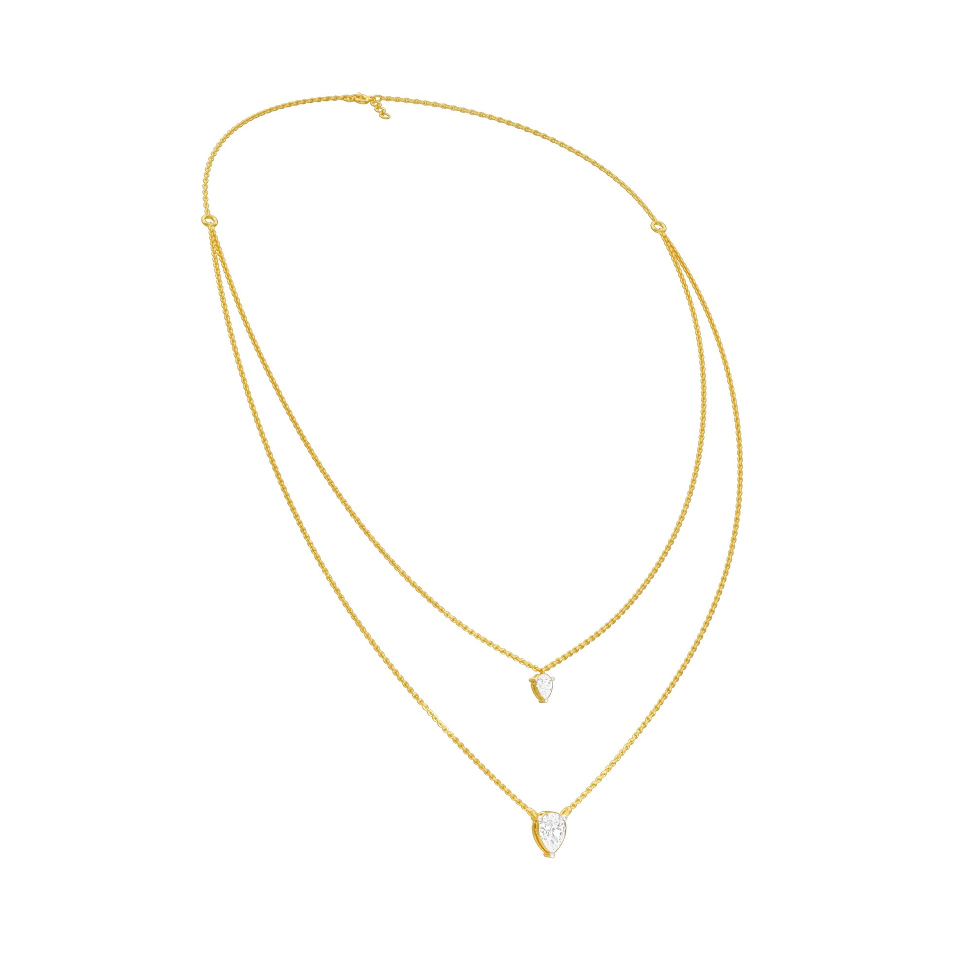 Two Hearts One Forever Diamond Necklace 18 KT / Yellow Gold