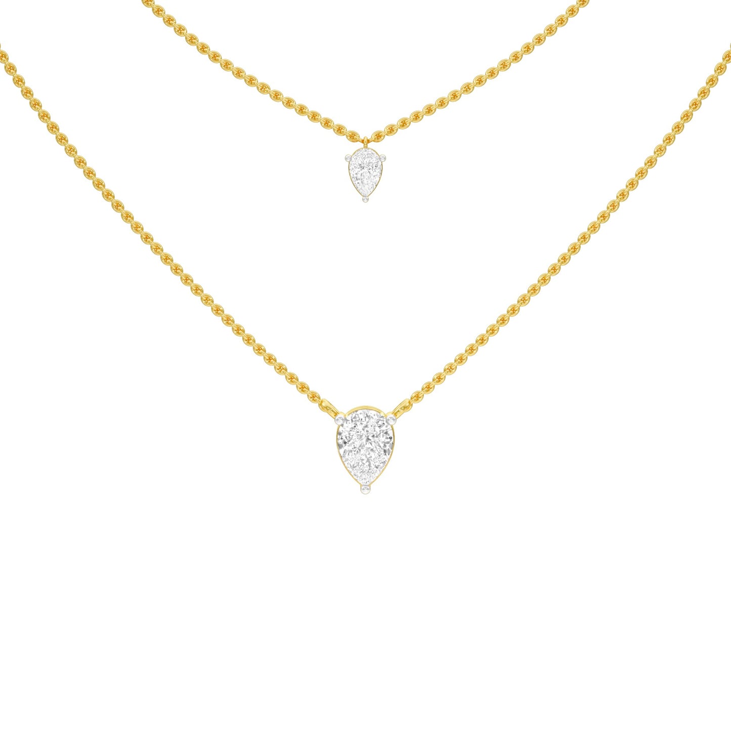 Two Hearts One Forever Diamond Necklace 18 KT / Yellow Gold