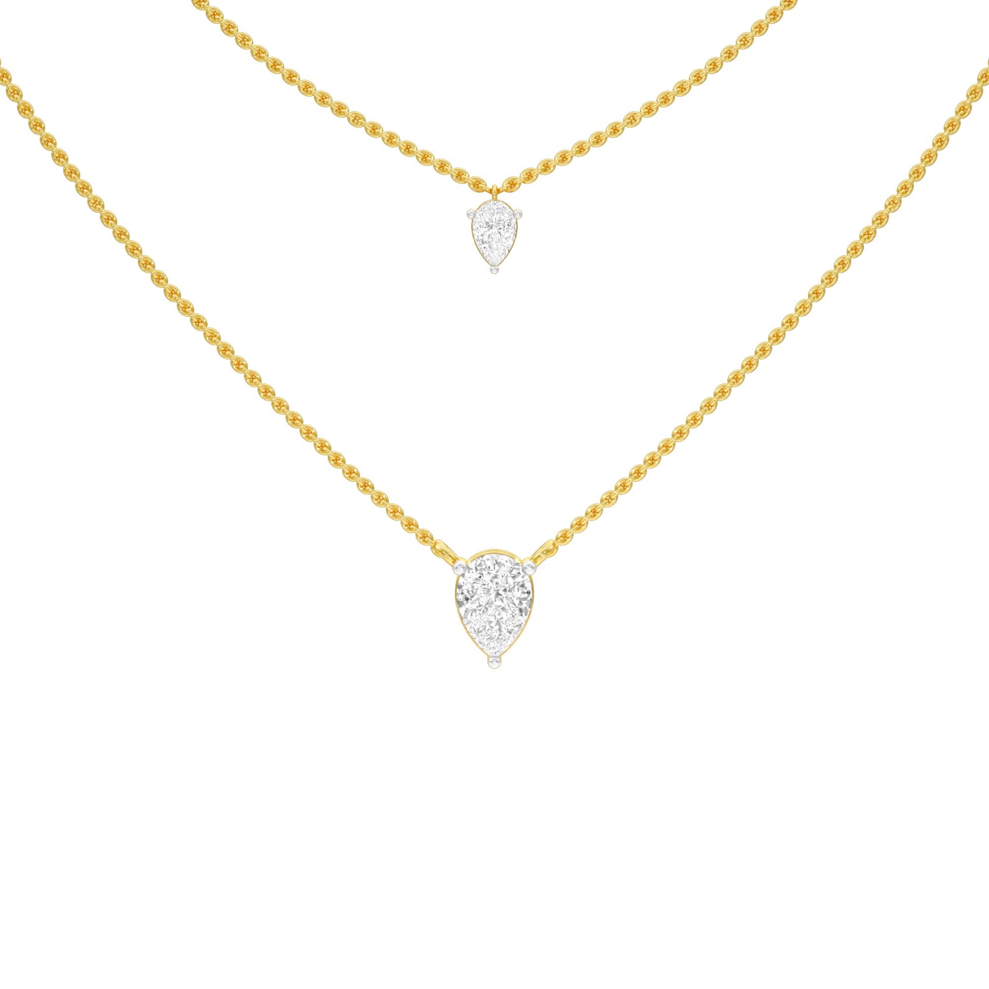 Two Hearts One Forever Diamond Necklace 18 KT / Yellow Gold