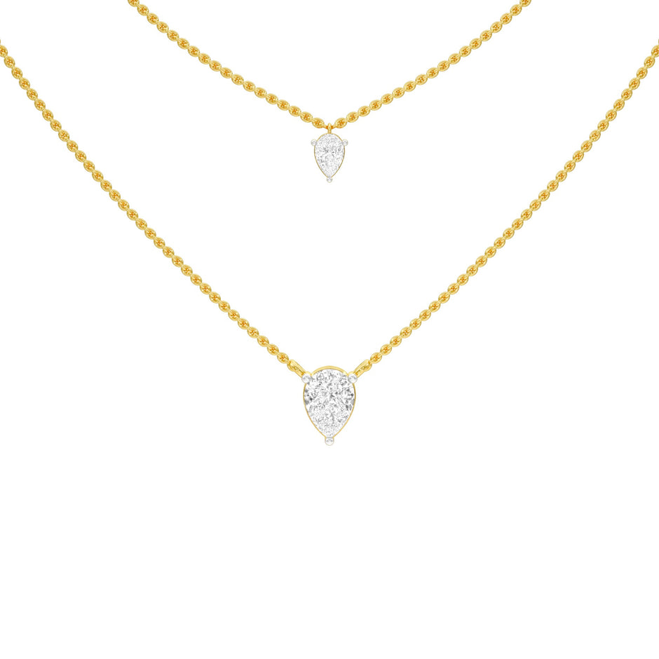Two Hearts One Forever Diamond Necklace 18 KT / Yellow Gold