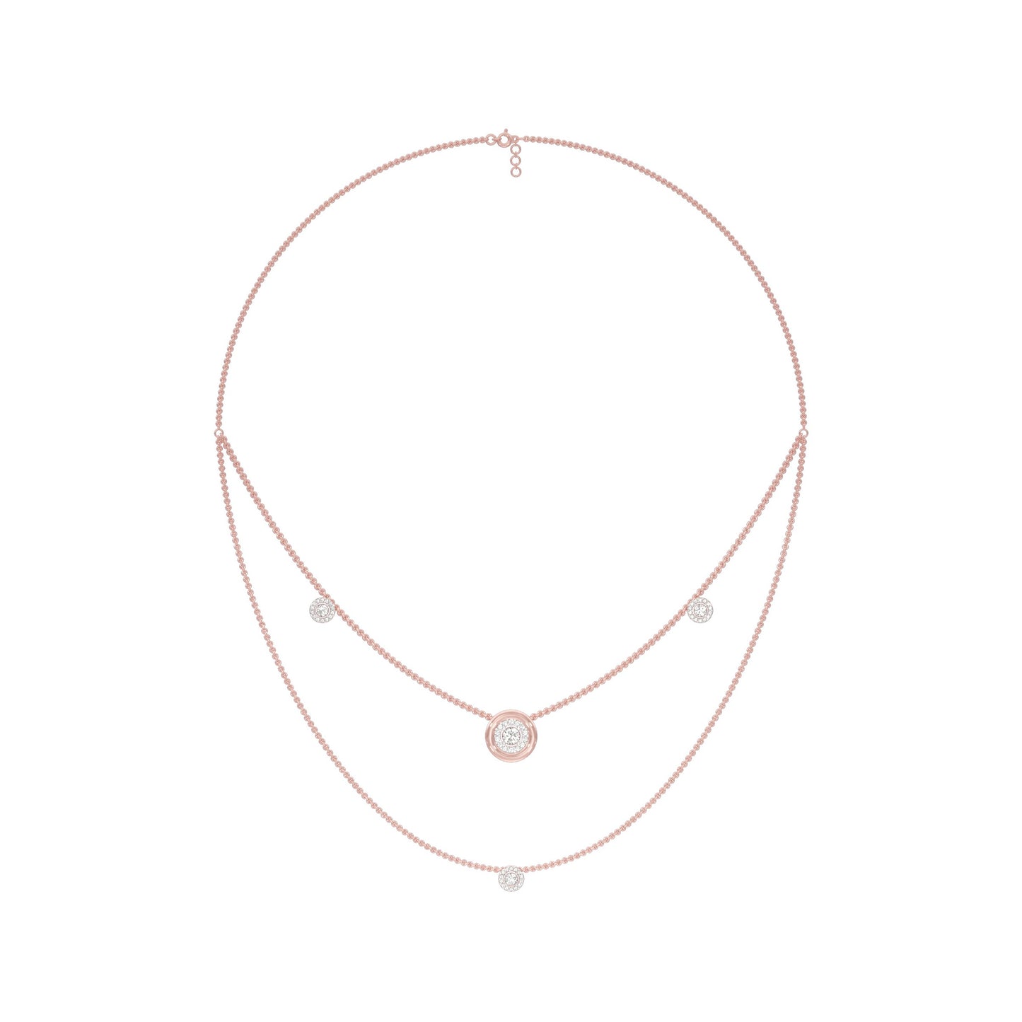 Twin Layer with Circle Center Diamond Necklace