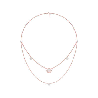 Twin Layer with Circle Center Diamond Necklace