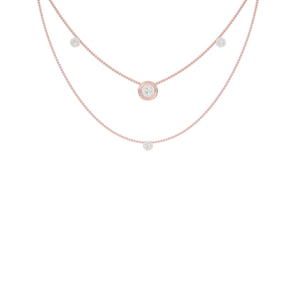 Twin Layer with Circle Center Diamond Necklace