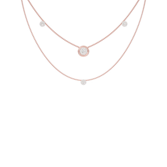 Twin Layer with Circle Center Diamond Necklace