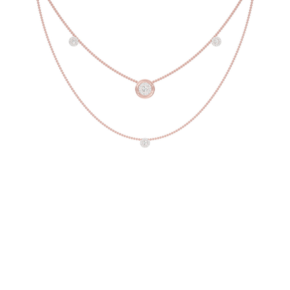 Twin Layer with Circle Center Diamond Necklace