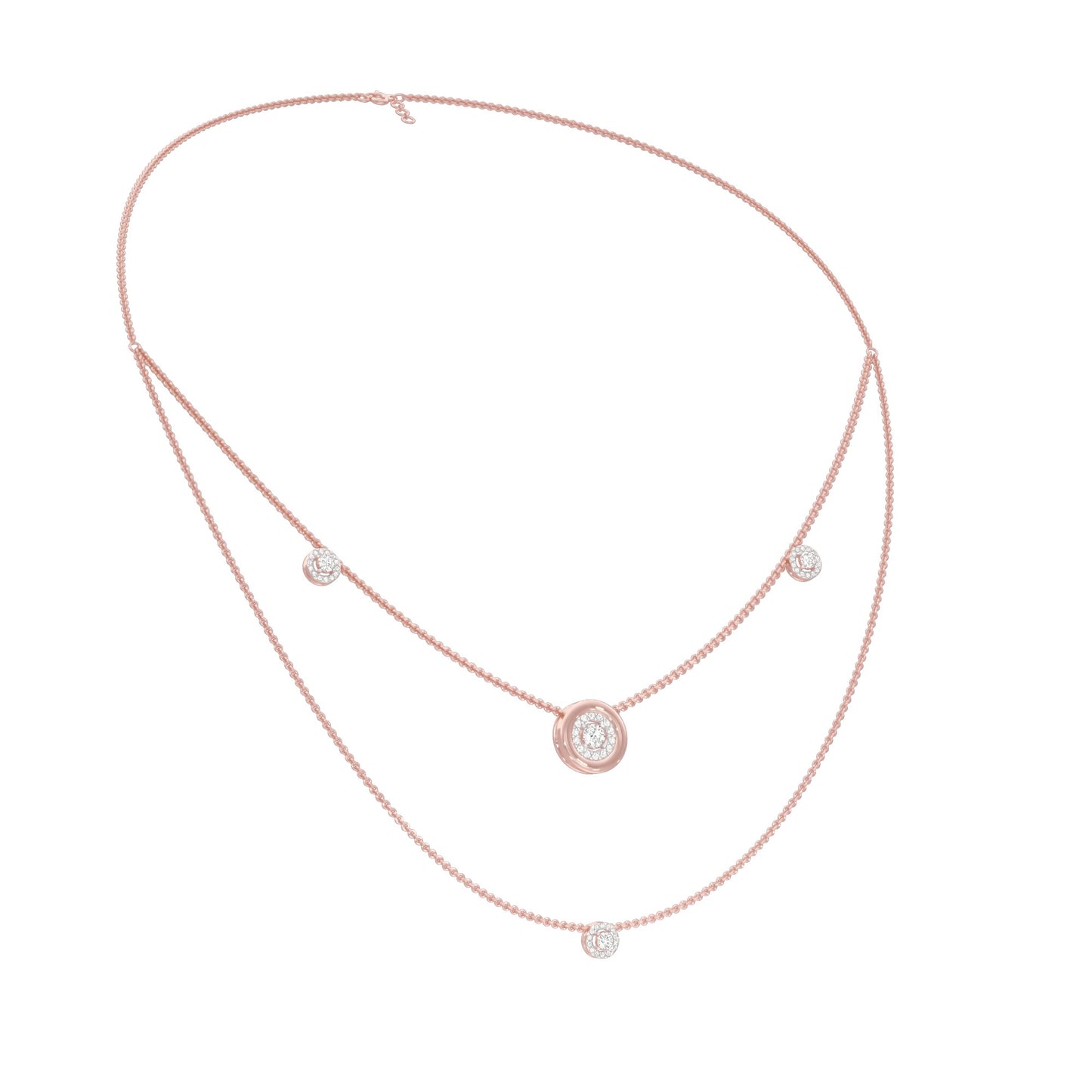 Twin Layer with Circle Center Diamond Necklace