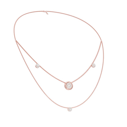 Twin Layer with Circle Center Diamond Necklace