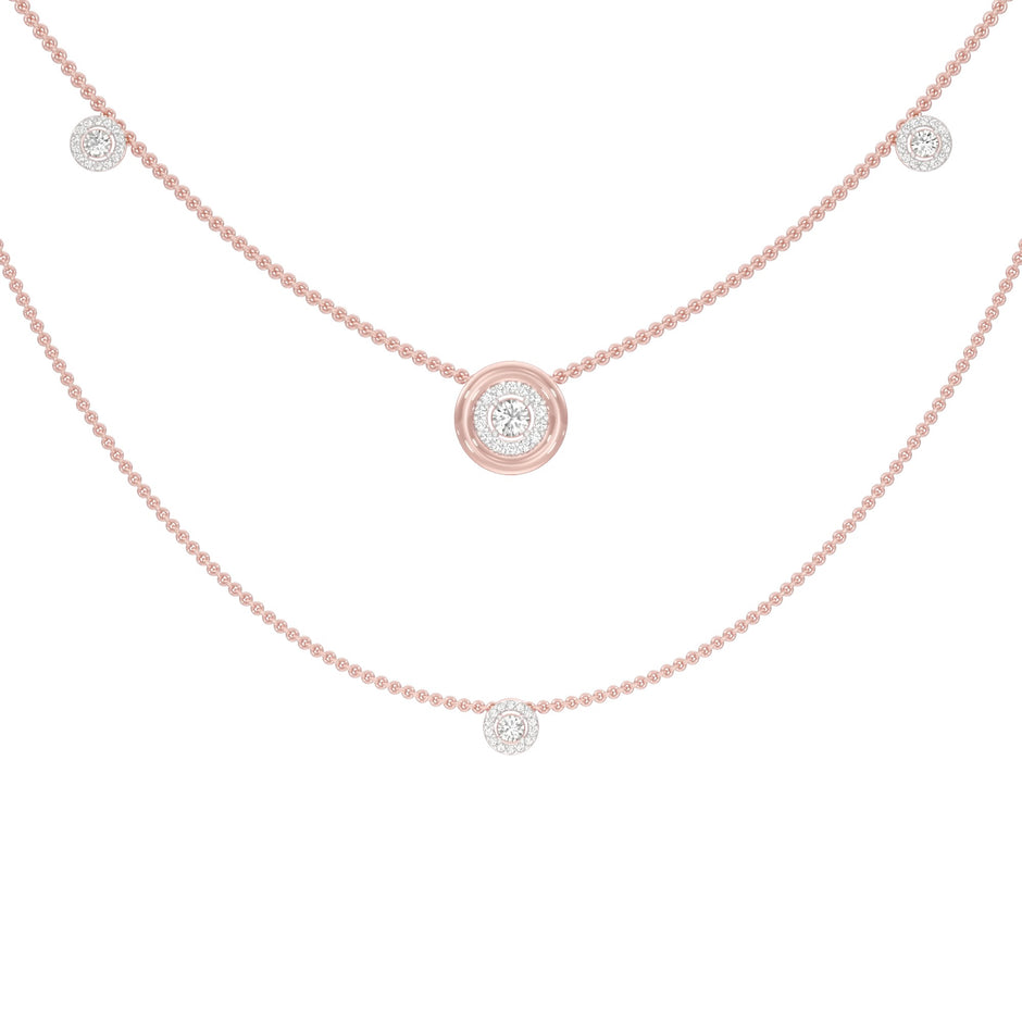 Twin Layer with Circle Center Diamond Necklace