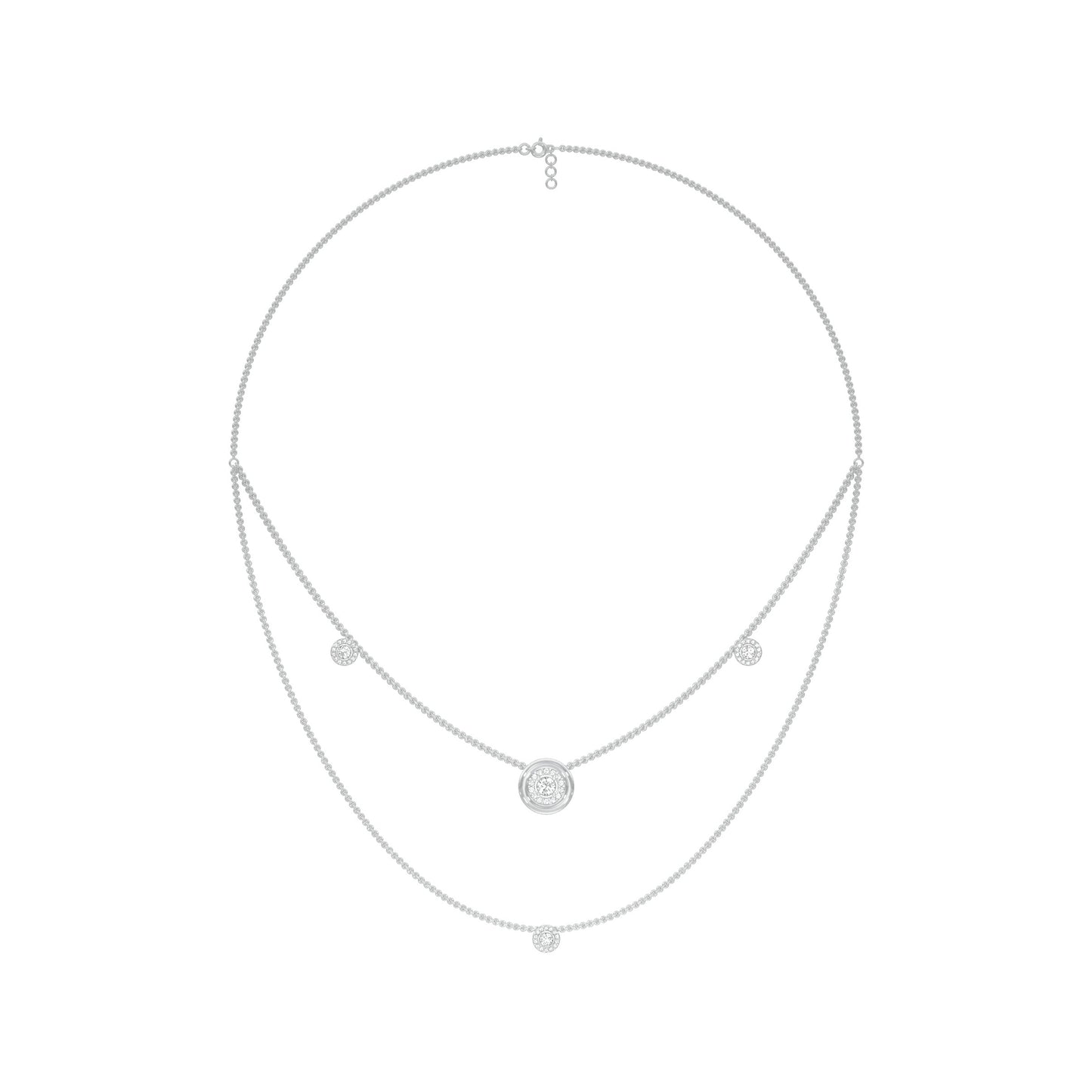 Twin Layer with Circle Center Diamond Necklace