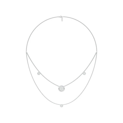 Twin Layer with Circle Center Diamond Necklace