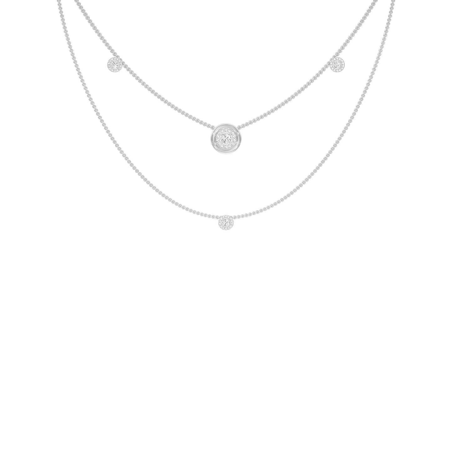 Twin Layer with Circle Center Diamond Necklace