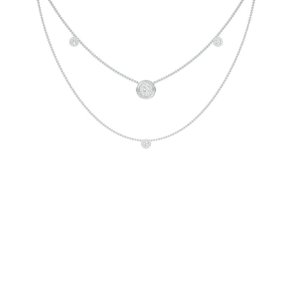 Twin Layer with Circle Center Diamond Necklace