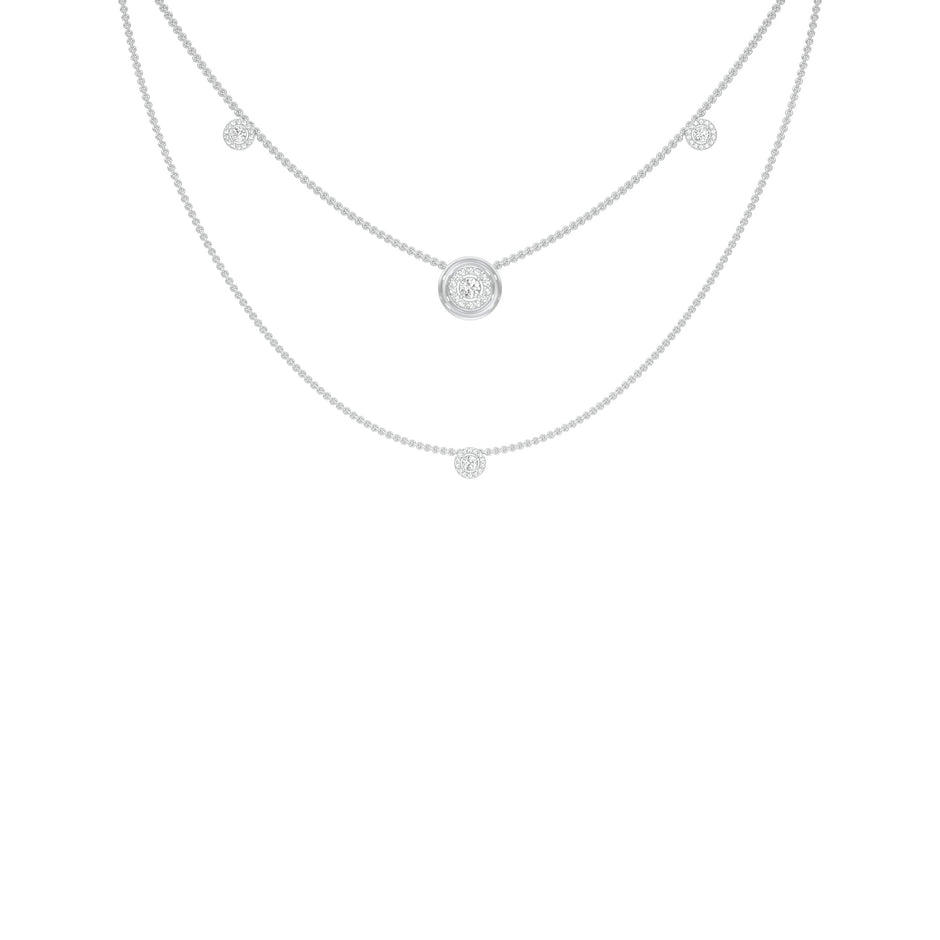 Twin Layer with Circle Center Diamond Necklace